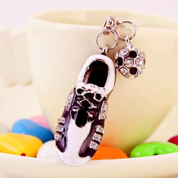 Rhinestone Soccer Shoe and Ball Key Chain - Picture 3 of 3